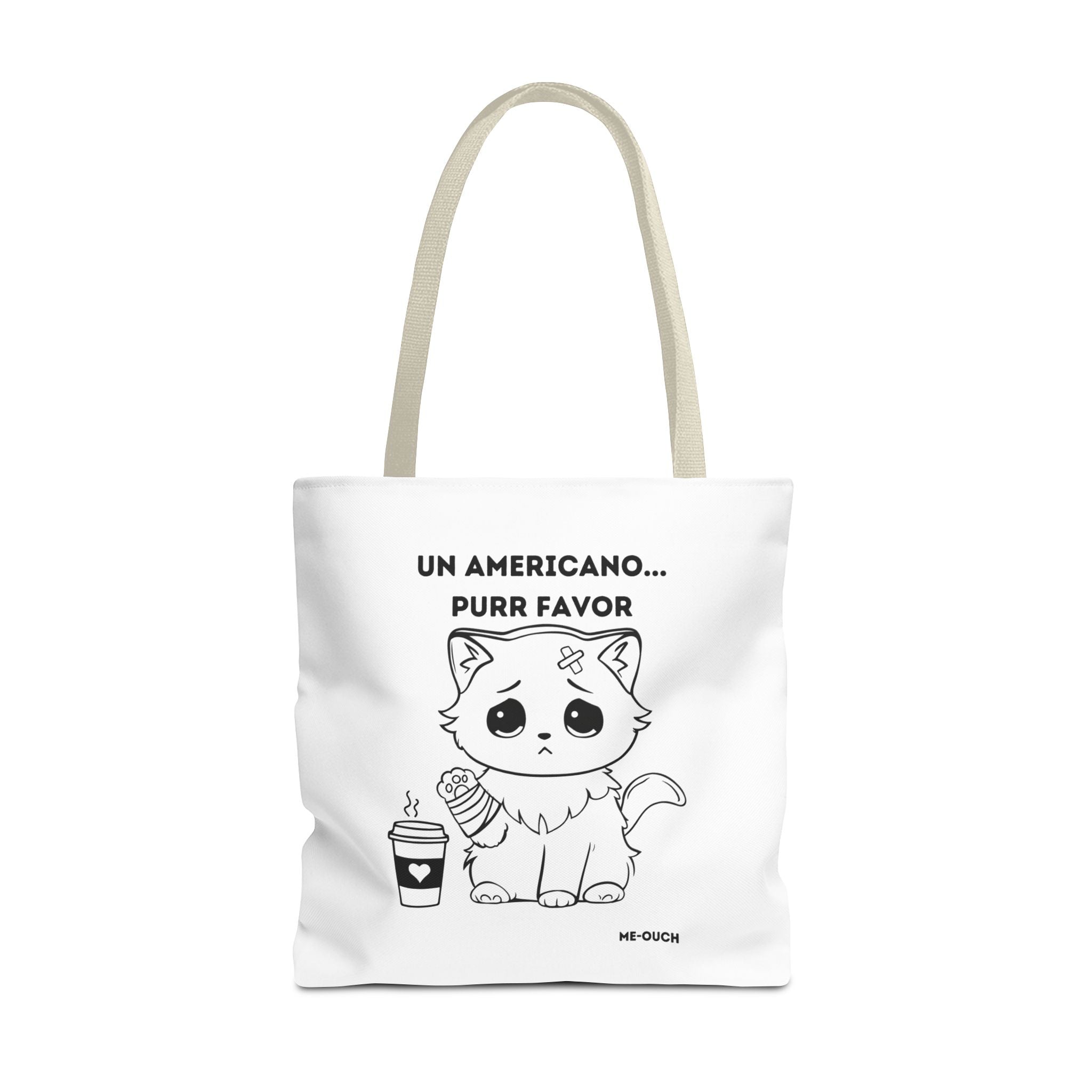 Me-Ouch Cat - Un Americano... Purr Favor Tote Bag