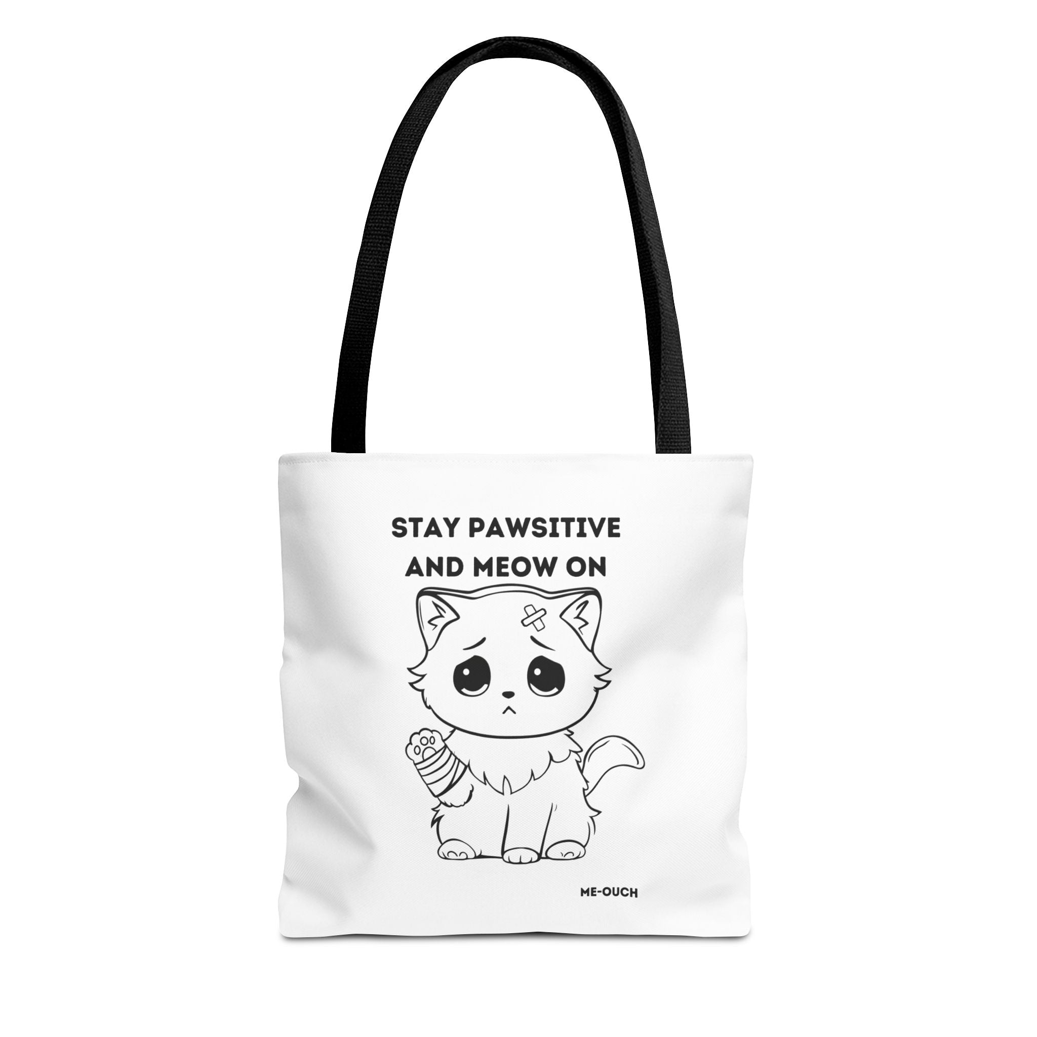 Me-Ouch Cat - Stay Positive and Meow On Tote Bag