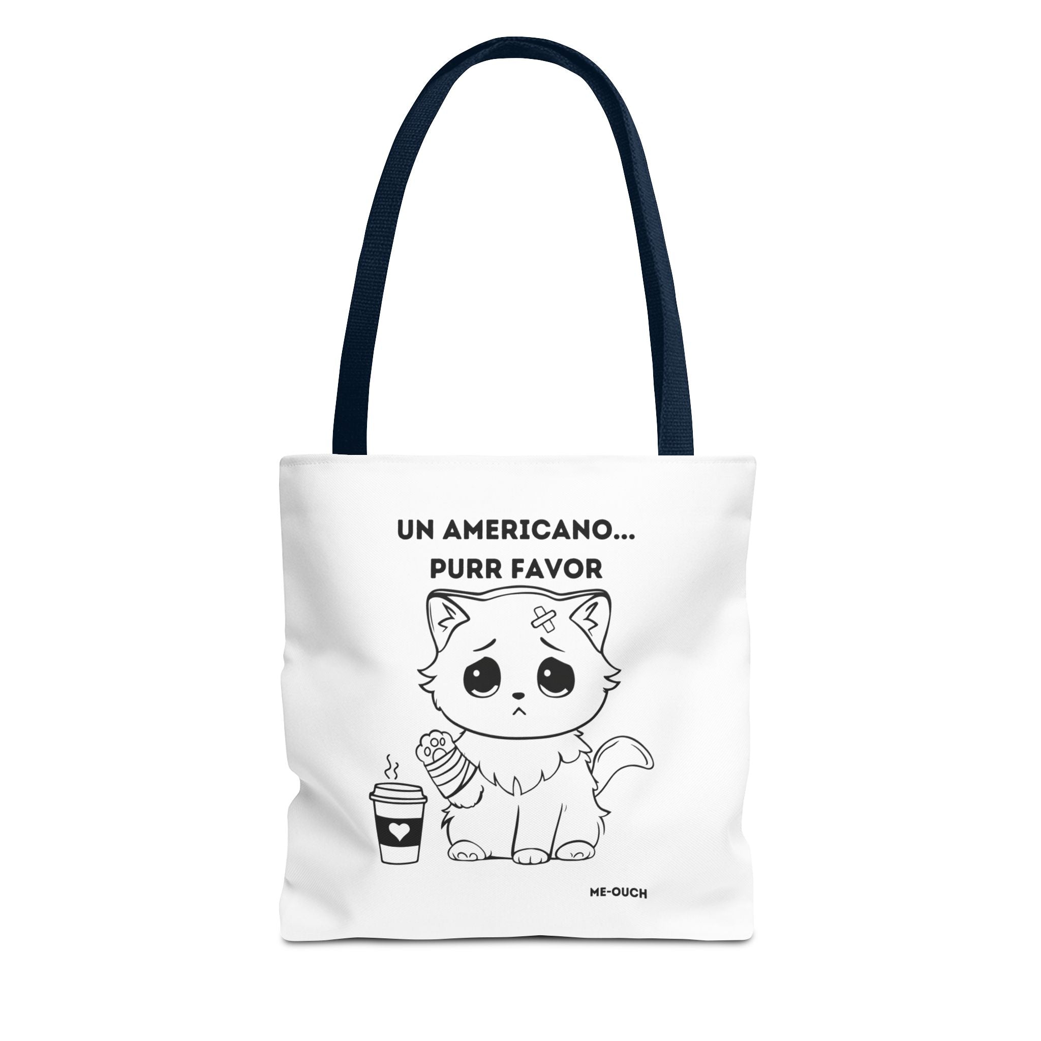 Me-Ouch Cat - Un Americano... Purr Favor Tote Bag