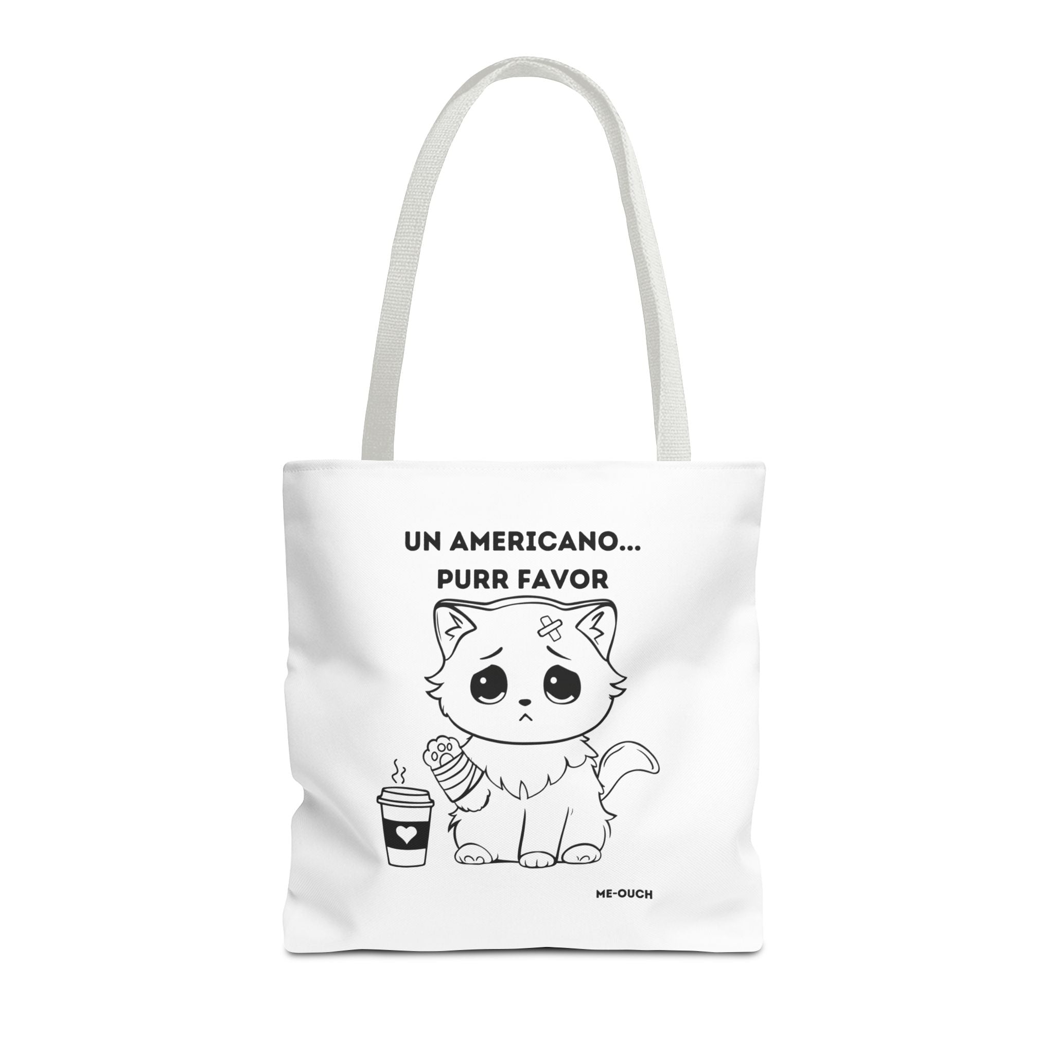 Me-Ouch Cat - Un Americano... Purr Favor Tote Bag