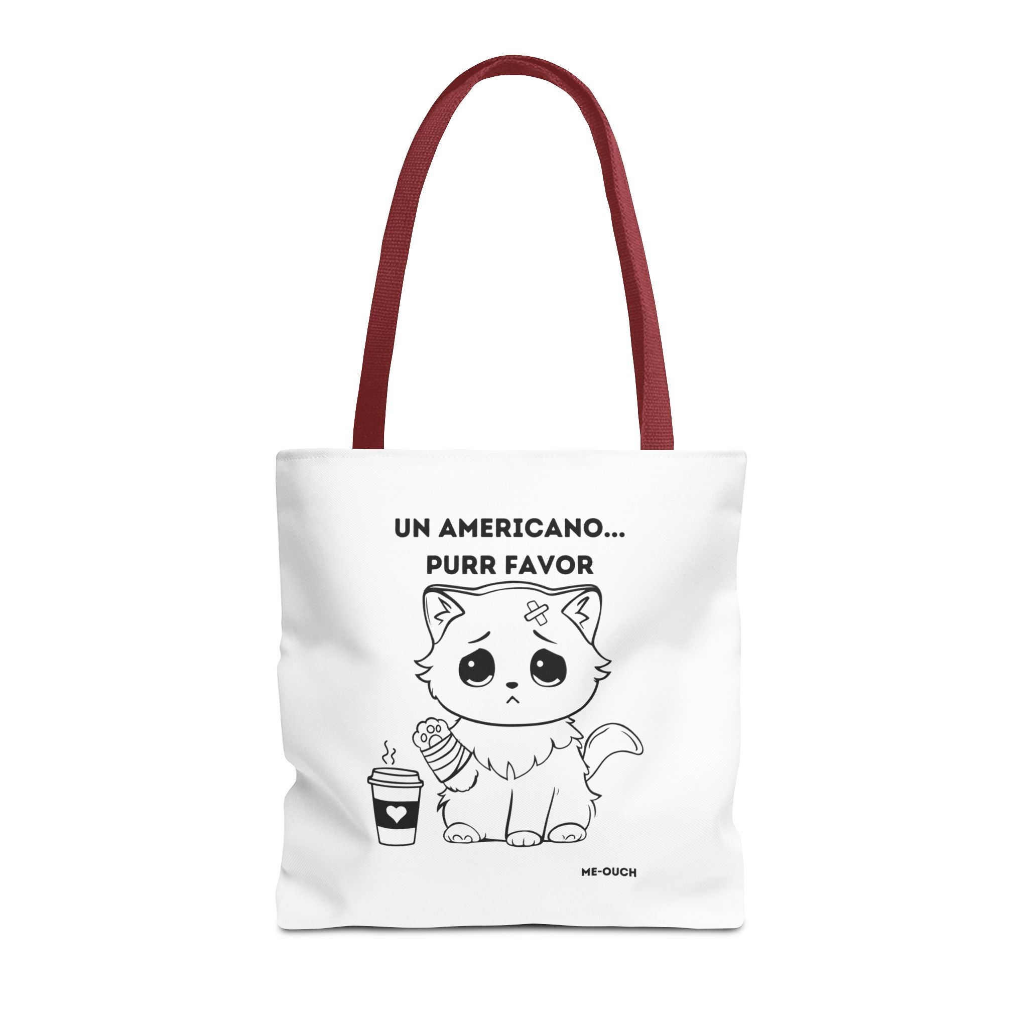Me-Ouch Cat - Un Americano... Purr Favor Tote Bag