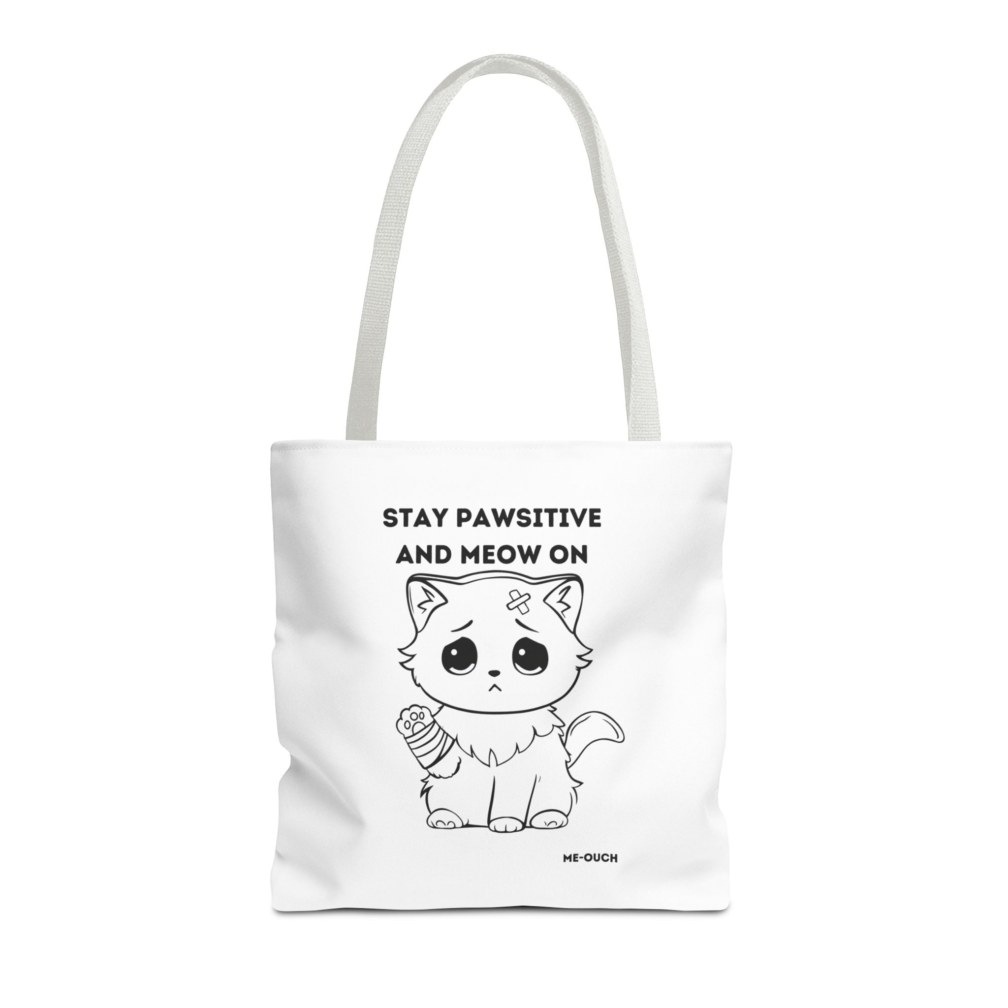 Me-Ouch Cat - Stay Positive and Meow On Tote Bag