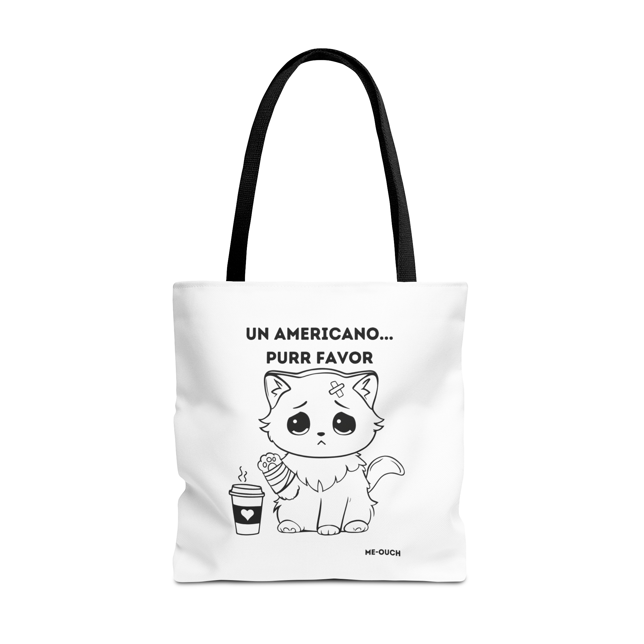 Me-Ouch Cat Un Americano... Purr Favor Tote Bag