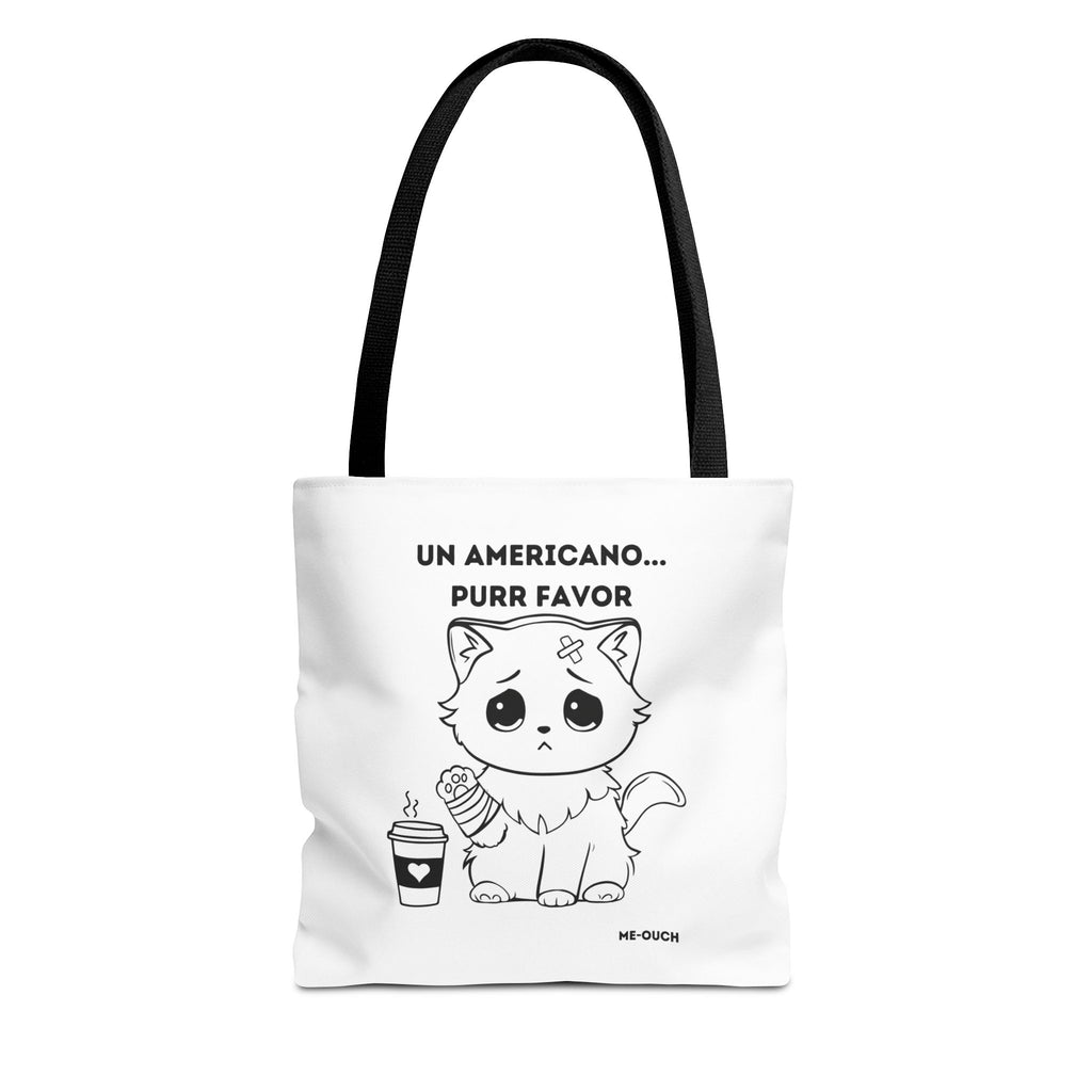Me-Ouch Cat - Un Americano... Purr Favor Tote Bag