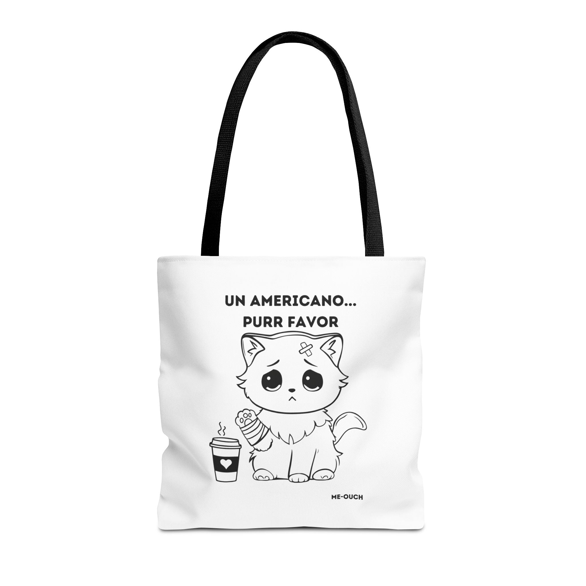 Me-Ouch Cat - Un Americano... Purr Favor Tote Bag