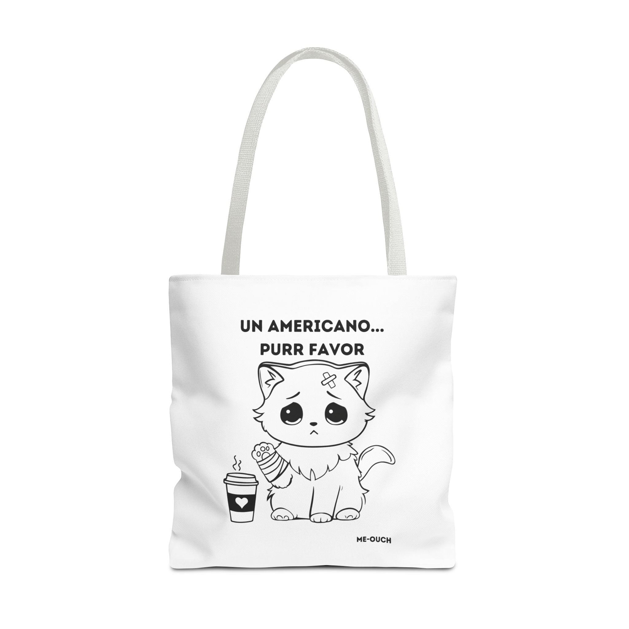 Me-Ouch Cat - Un Americano... Purr Favor Tote Bag