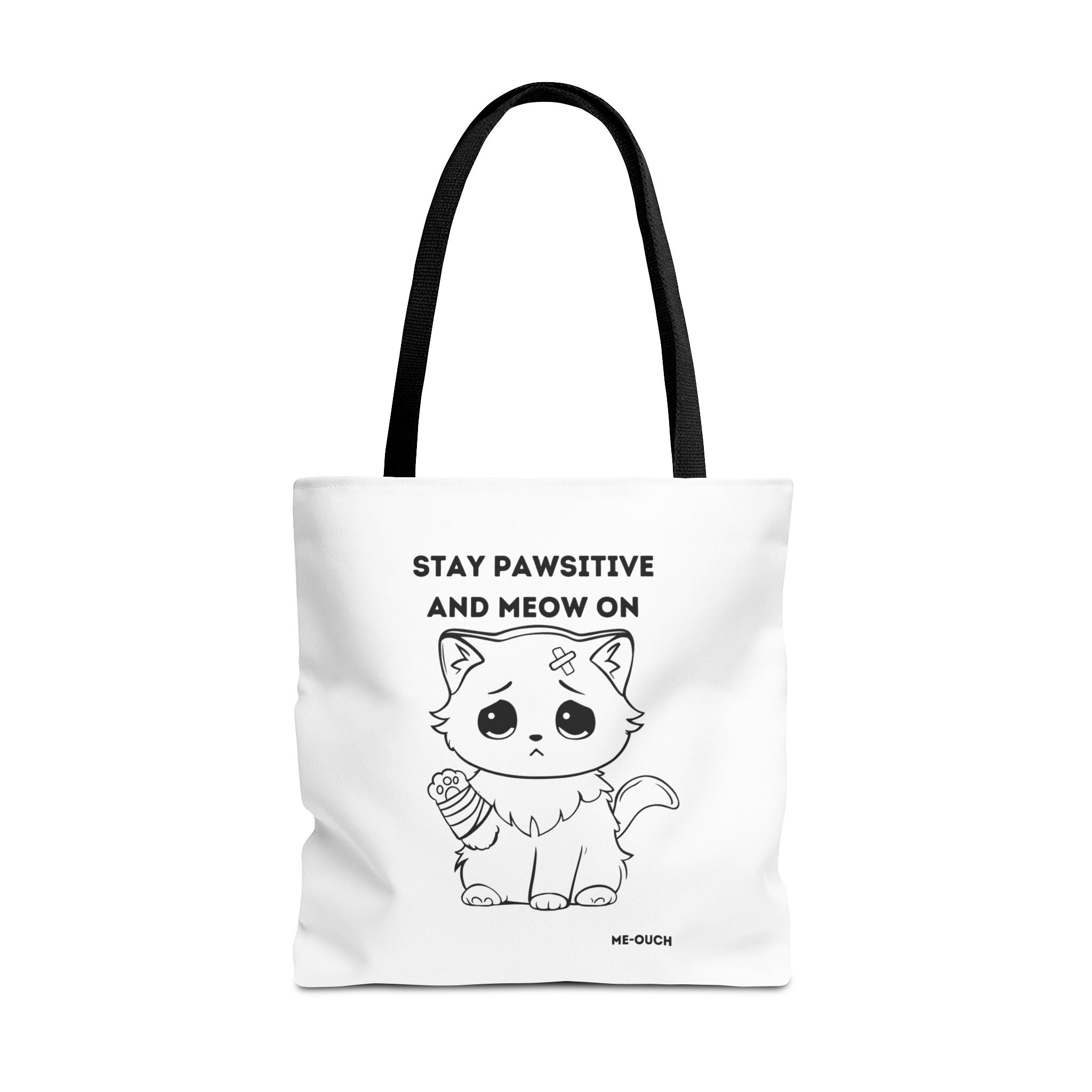 Me-Ouch Cat - Stay Positive and Meow On Tote Bag