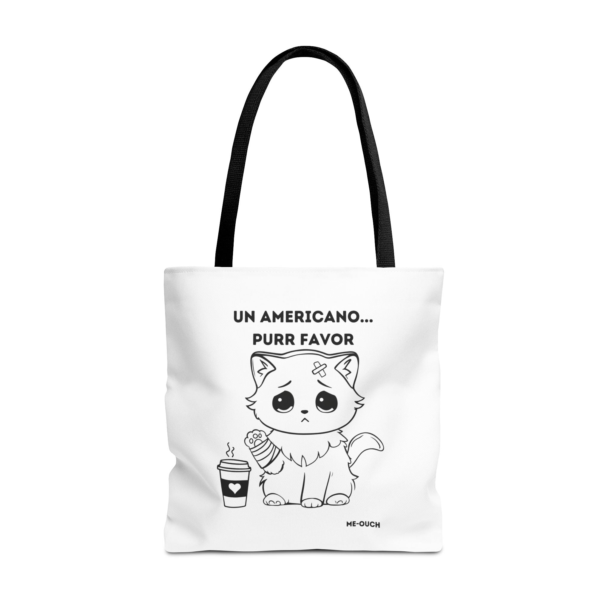 Me-Ouch Cat - Un Americano... Purr Favor Tote Bag