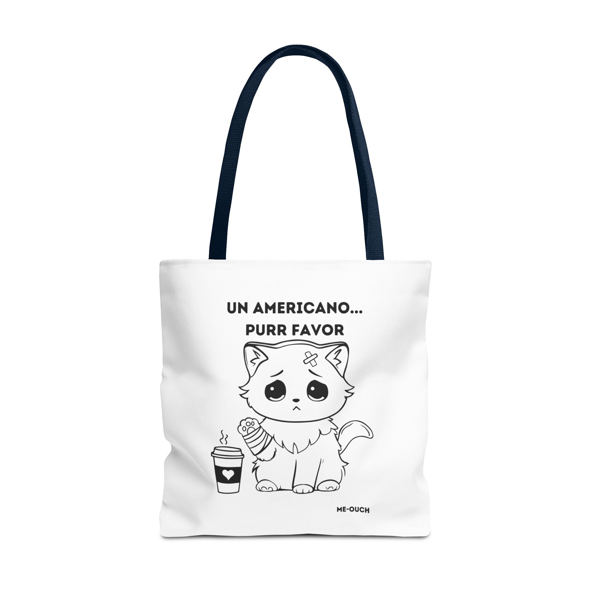 Me-Ouch Cat - Un Americano... Purr Favor Tote Bag