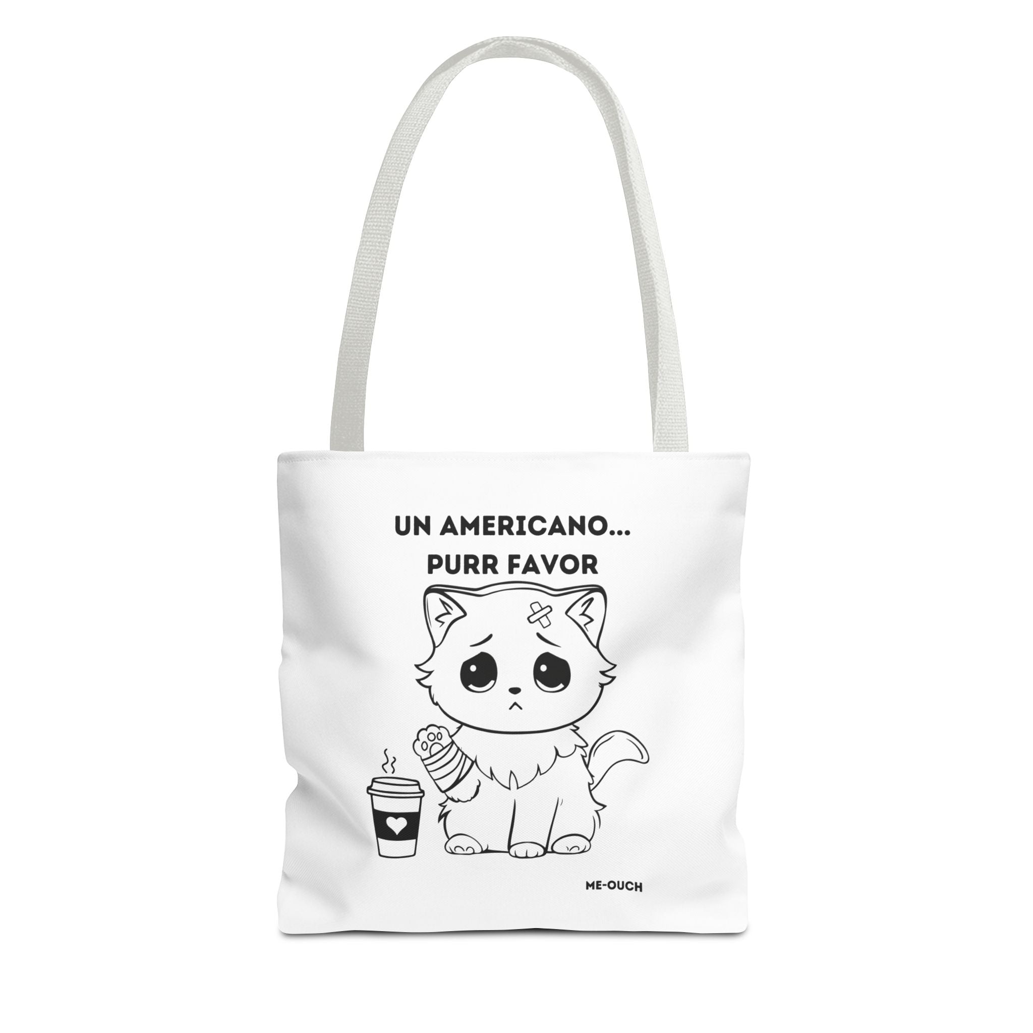 Me-Ouch Cat - Un Americano... Purr Favor Tote Bag