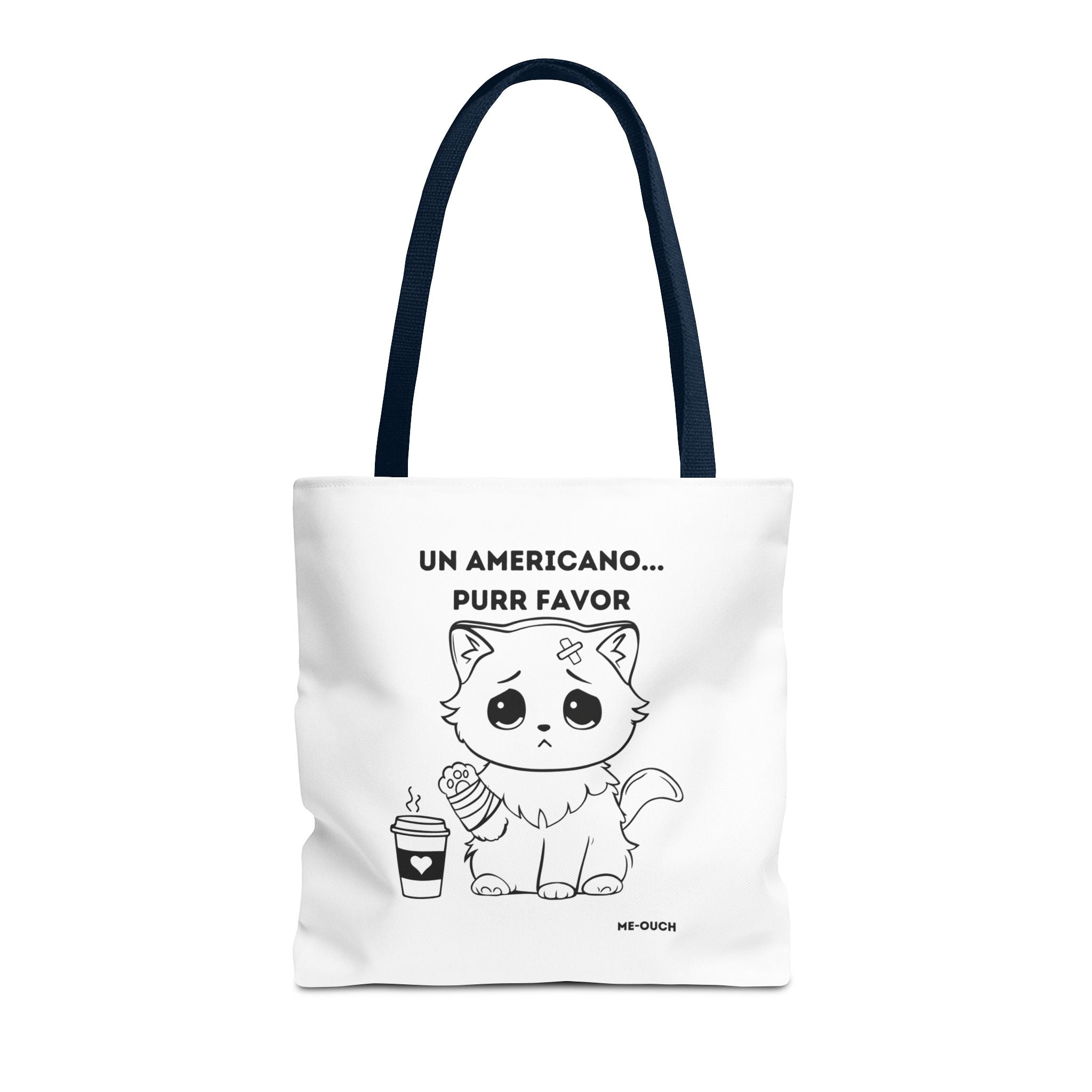 Me-Ouch Cat - Un Americano... Purr Favor Tote Bag