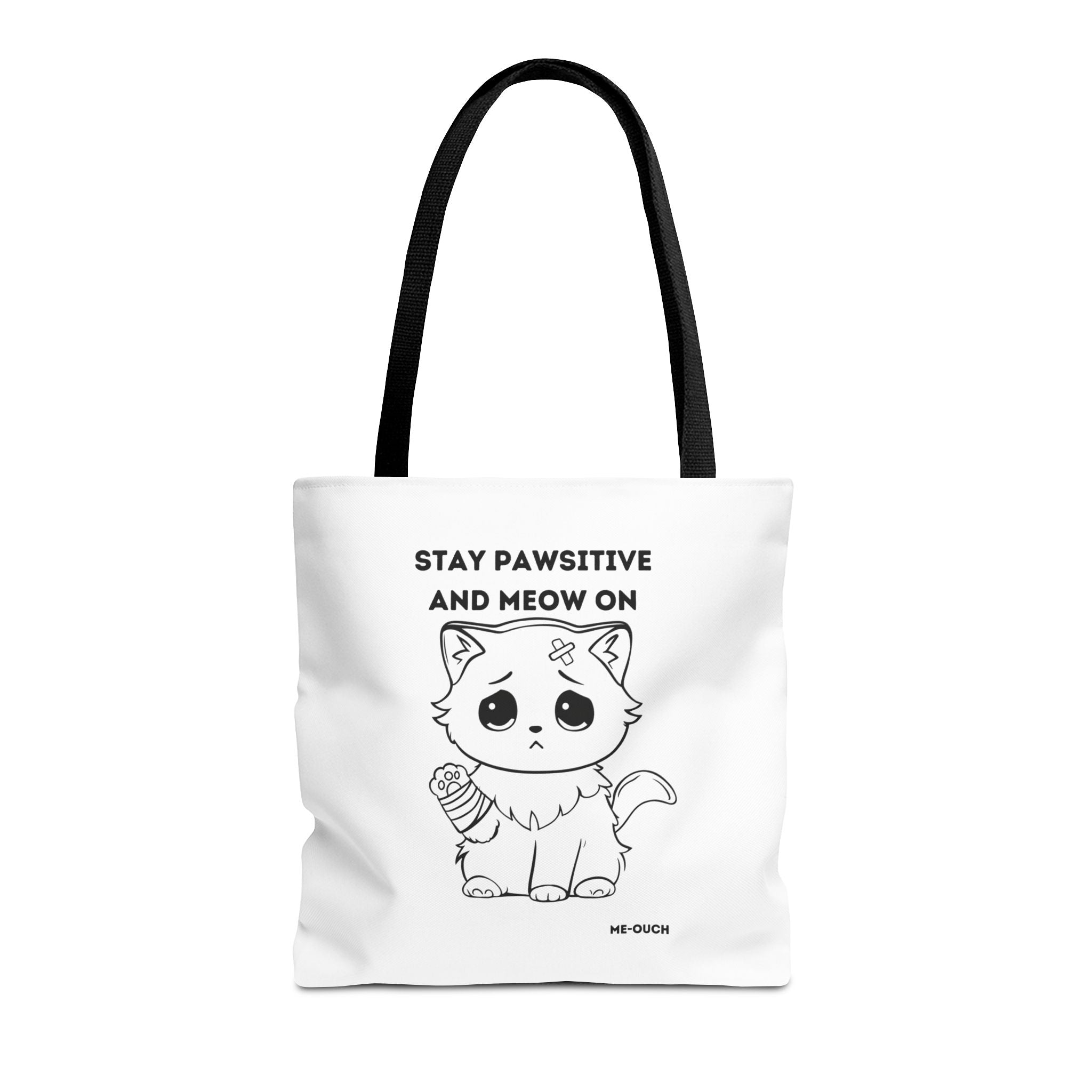 Me-Ouch Cat - Stay Positive and Meow On Tote Bag