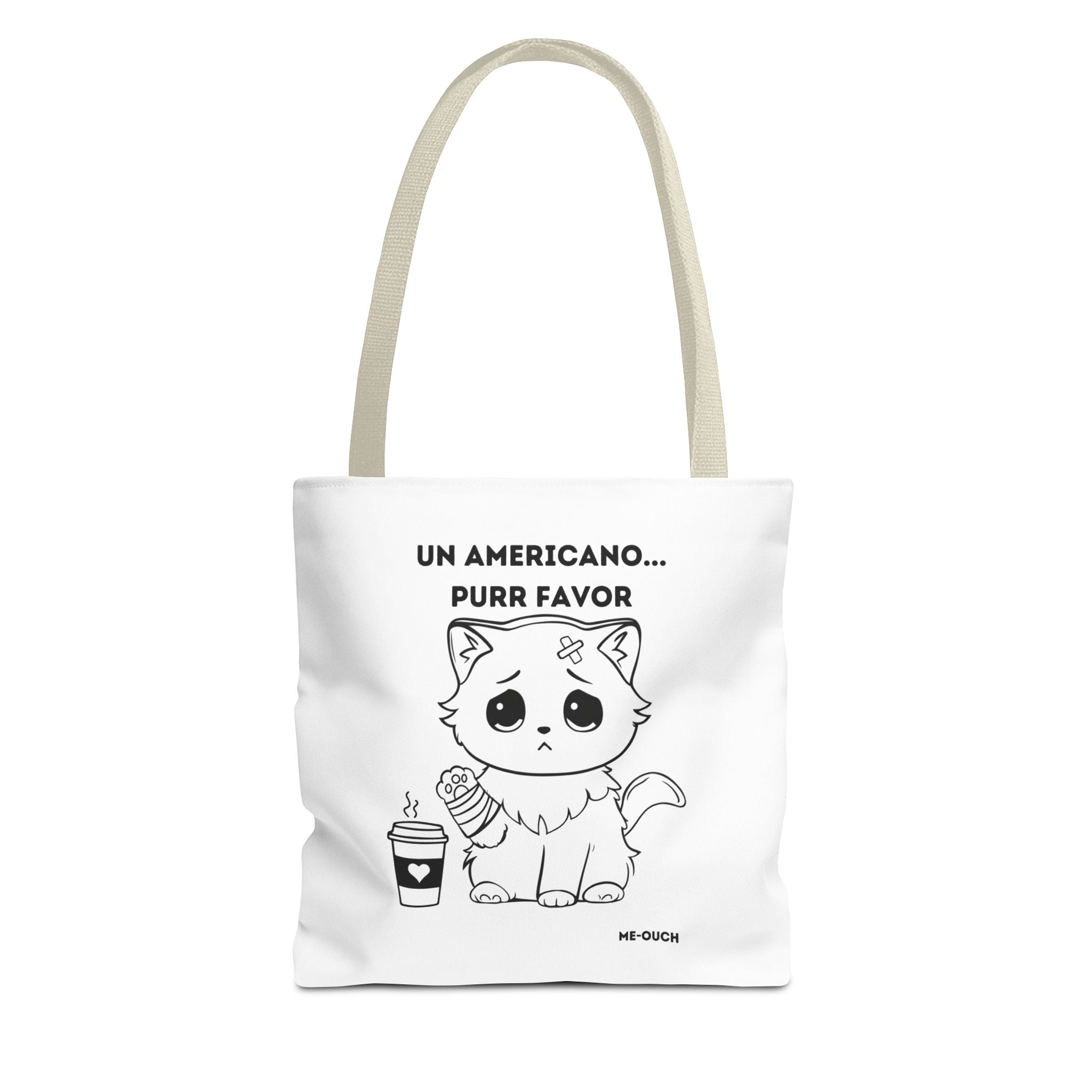 Me-Ouch Cat - Un Americano... Purr Favor Tote Bag